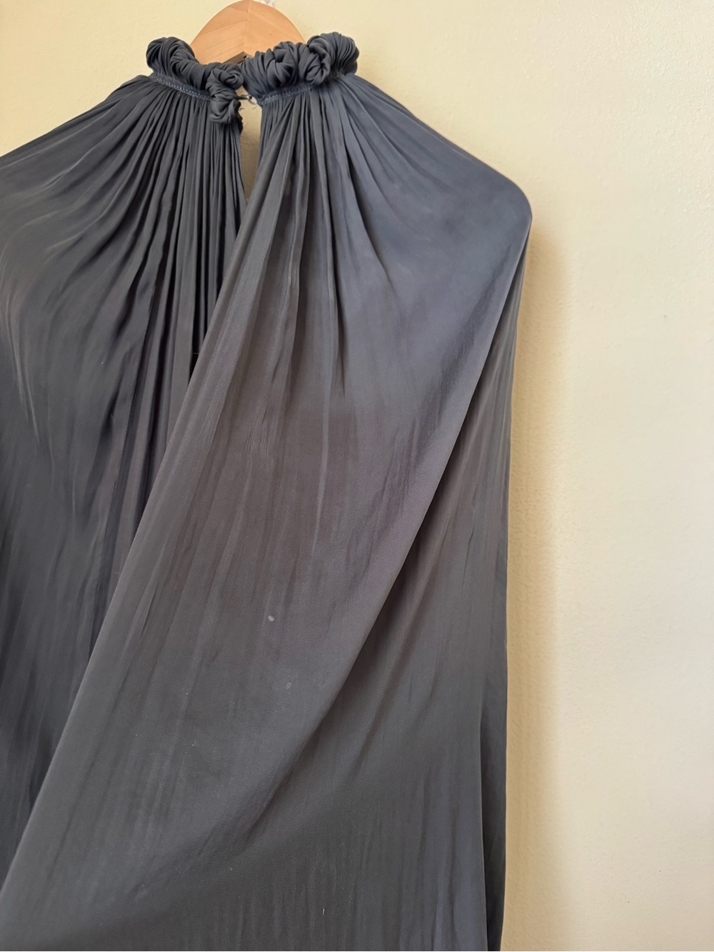 Lanvin Pleated Gathered Charmeuse Dress Grey Size 38 - Picture 5 of 9